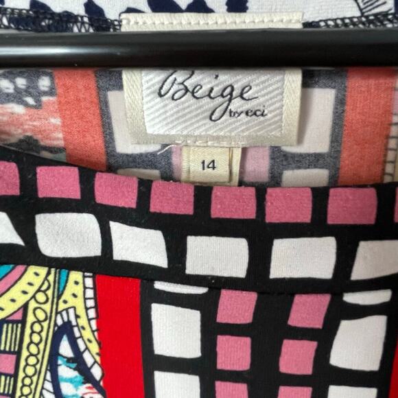 Beige by eci geometric grafittie dress 14 black red blue - Picture 4 of 8